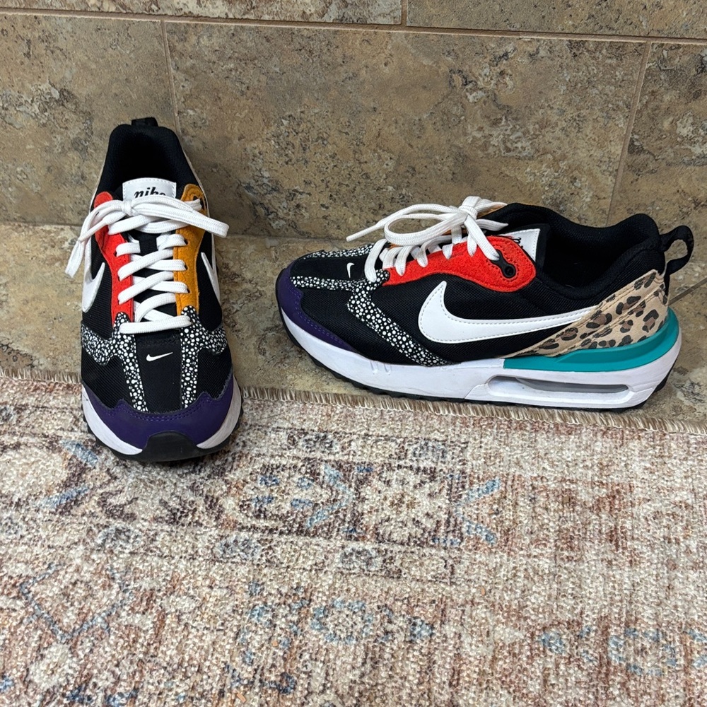 Nike Black Sneakers with Leopard Accents